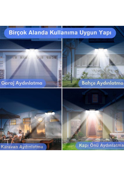 Solar Güneş Enerjili 348 Ledli Kumandalı Hareket Sensörlü 3 Modlu Bahçe Aydınlatma Lamba