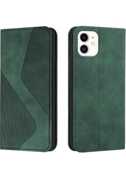 IPhone 12 Için Kılıf Pu Deri Manyetik Kart Yuvaları Tutucu Cüzdan Kickstand (Yurt Dışından)