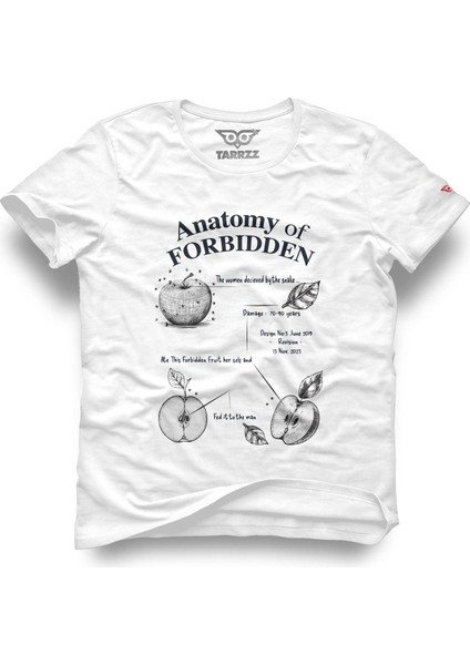 Apple Forbidden Tasarım T-Shirt elmanın Anatomisi Baskılı Tasarım T-Shirt Elma Iskeleti Baskılı T-Shirt