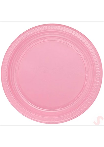 Plastik Tabak, 22CM x 24 Adet - Pembe