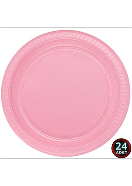 Plastik Tabak, 22CM x 24 Adet - Pembe fiyatları