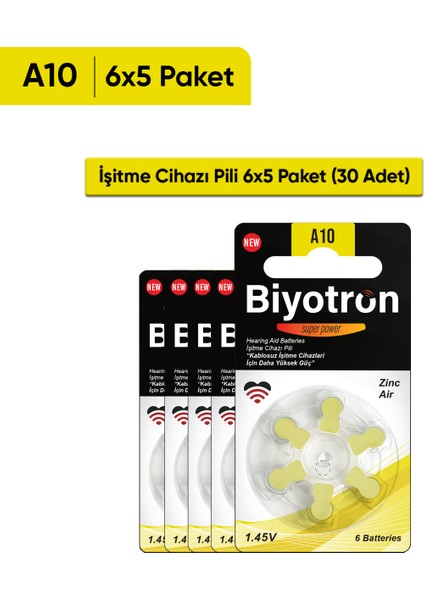 Premium A10 İşitme Cihazı Pili 6x5 (30 Adet)