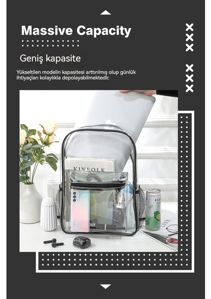 Su Geçirmez Şeffaf Büyük Kapasiteli Saklama Çantası Öğrenci Okul Çantası (Yurt Dışından) indirimleri