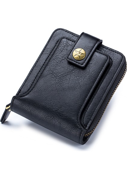 Retro Erkek Kısa Cüzdan Yatay Fermuarlı Çok Fonksiyonlu (Yurt Dışından)