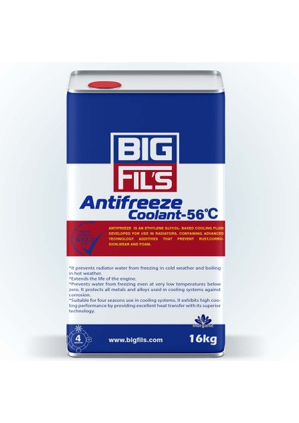 BIG Fil's Antifriz Coolant -56 Derece Inorganik (Mavi) - 16 kg Teneke