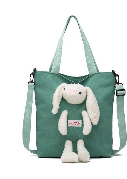 Ivy Stationery Sevimli Tavşan Kanvas Omuz Çantası - Siyah (Yurt Dışından)