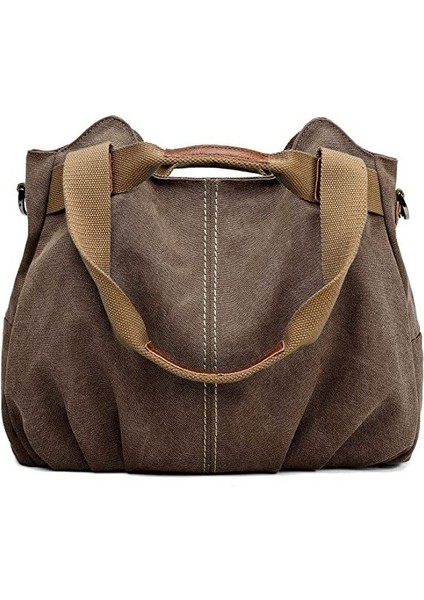 Fashion Smart Kadın Casual Vintage Üst Saplı Kanvas Omuz Çantası Tote Çanta (Yurt Dışından)