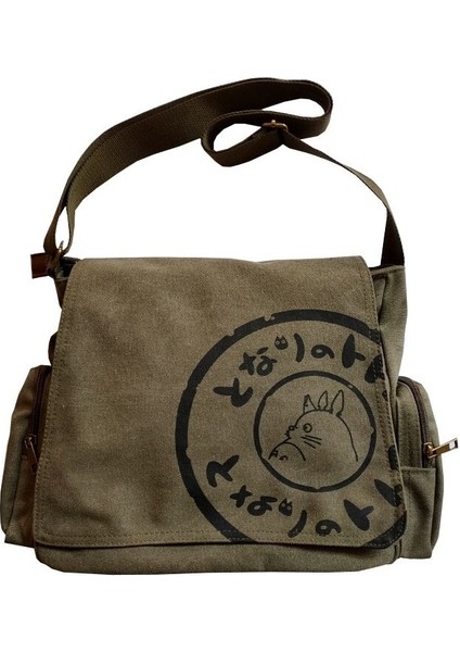 Fangqinghao Komşum Totoro Kanvas Omuz Çantası - Koyu Yeşil (Yurt Dışından)