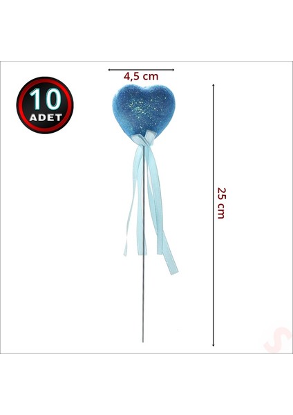 Mavi Simli Kalp Çubuk, 25 cm x 4,5 cm - 10 Adet fiyatları