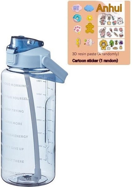 Tulip Kitchenware 2000ML Açık Taşınabilir Spor Fitness Uzay Bardağı Şeffaf Plastik Su Matarası (Yurt Dışından)