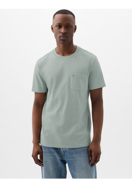 Erkek Yeşil Mini Gap Logo Cepli T-Shirt