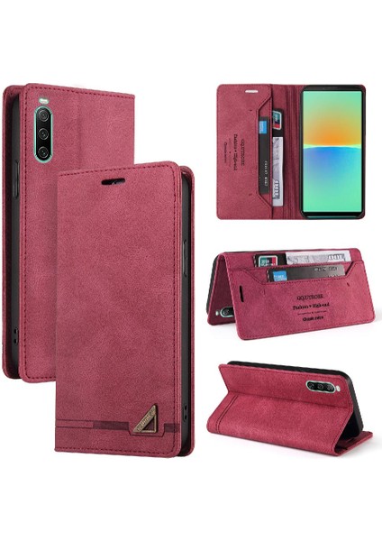 Sony Xperia 10 Iv Iki Kart Yuvaları Için Kılıf Kickstand Premium Deri (Yurt Dışından)