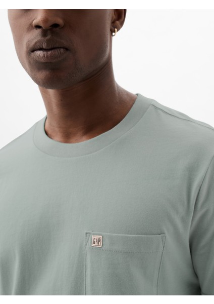 Erkek Yeşil Mini Gap Logo Cepli T-Shirt