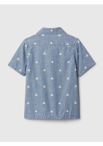 Erkek Bebek Mavi Brannan Bear Işlemeli Denim Gömlek