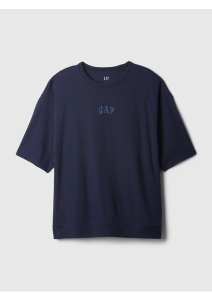 Erkek Lacivert Mini Gap Logo Oversize T-Shirt