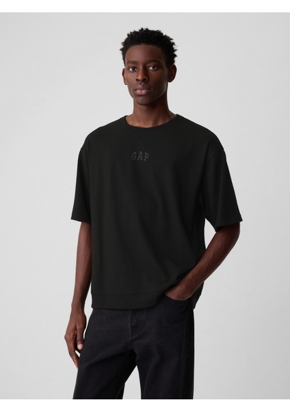 Erkek Siyah Mini Gap Logo Oversize T-Shirt