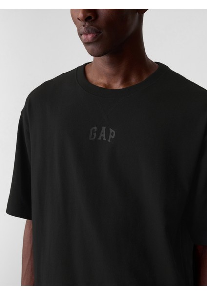 Erkek Siyah Mini Gap Logo Oversize T-Shirt