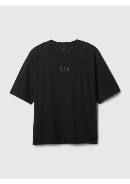 Erkek Siyah Mini Gap Logo Oversize T-Shirt