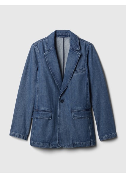 Kadın Mavi Denim Blazer Ceket