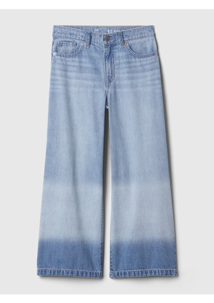 Kız Çocuk Açık Mavi High Rise Stride Wide-Leg Ankle Jean Pantolon