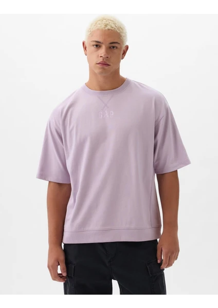 Erkek Lila Mini Gap Logo Oversize T-Shirt