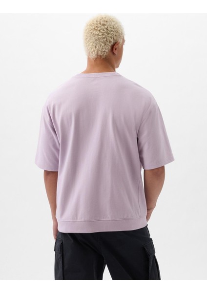 Erkek Lila Mini Gap Logo Oversize T-Shirt