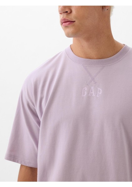 Erkek Lila Mini Gap Logo Oversize T-Shirt