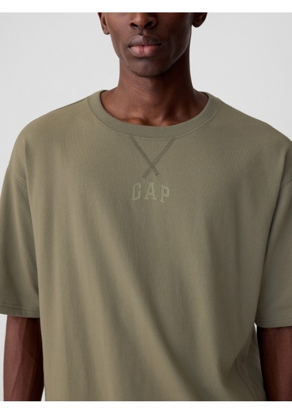 Erkek Haki Mini Gap Logo Oversize T-Shirt