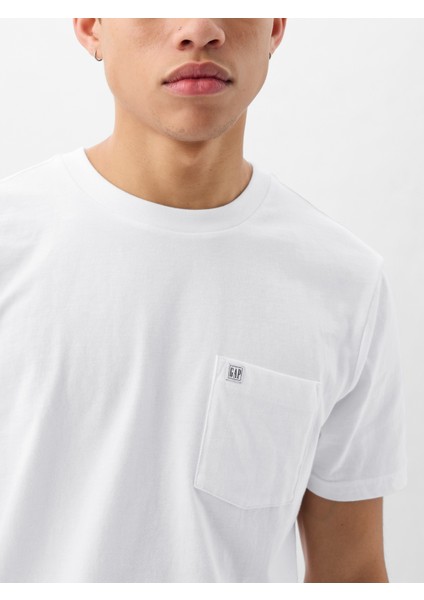 Erkek Beyaz Mini Gap Logo Cepli T-Shirt