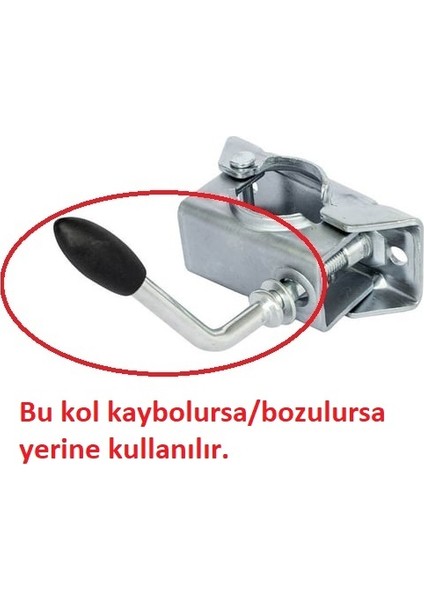 Karavan Destek Tekeri Kelepçe Sıkma Kolu Yedeği (48 mm Direk İçin)