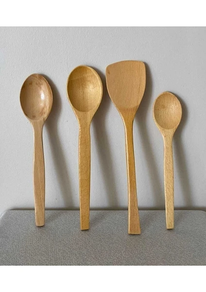 Und Trade 4'lü ''bambu'' Yemek Gereçleri - 4 Boy Bambu Kaşık -Ahşap Set Tahta Kaşık(23 Cm-28 Cm-32 Cm)