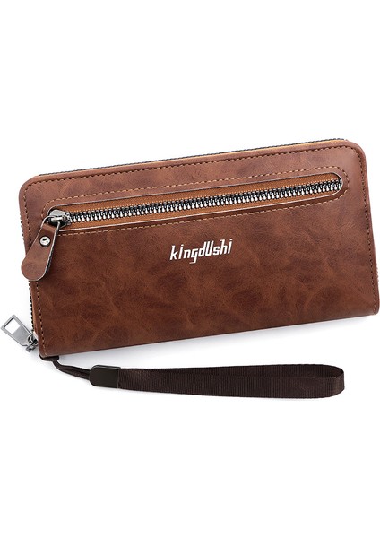 Yeni Erkek Uzun Iş Günlük Fermuarlı Debriyaj Cüzdanı (Yurt Dışından)