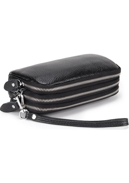 Kadınlar Için Üst Katman Inek Derisi Üç Katmanlı Fermuar Bilek El Çantası (Yurt Dışından) fiyatları