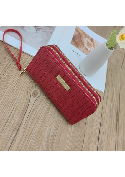 Yeni Uzun Moda Debriyaj Timsah Desen Çift Fermuar Bayan Cüzdan (Yurt Dışından) fiyatları