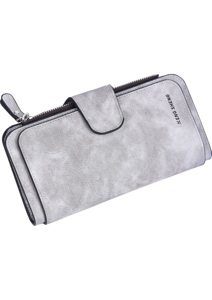 Üç Katlı Uzun Mat Kartlık Tokalı Cüzdan Madeni Para Cüzdanı (Yurt Dışından)