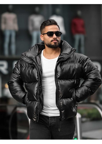 Gizlenebilir Kapüşonlu Erkek Şişme Nubuk Deri Mont fiyatları