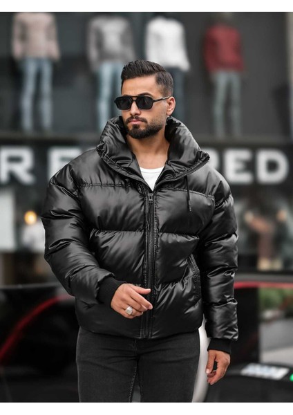 Gizlenebilir Kapüşonlu Erkek Şişme Nubuk Deri Mont indirimleri
