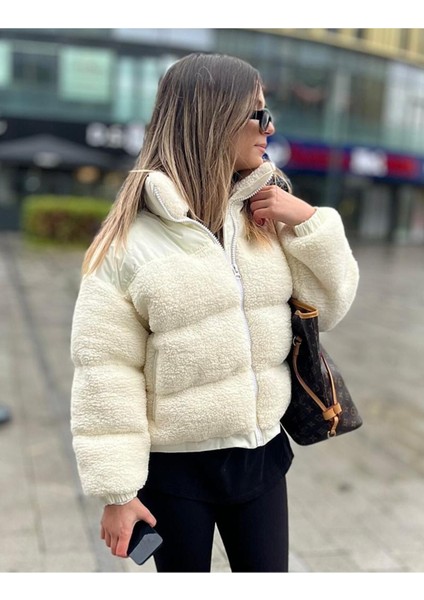 Kadın Kürklü Peluş Mont