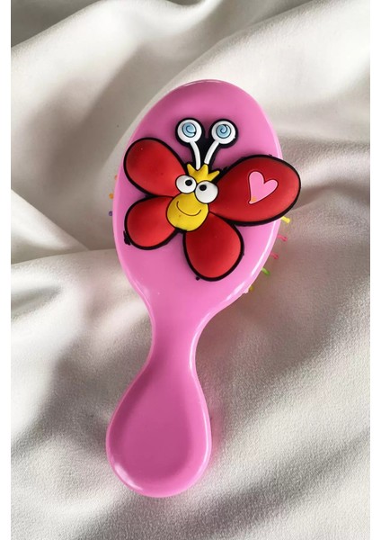 Açık Pembe Renk Kelebek Figürlü Saç Tarama Fırçası/ Tarak modelleri