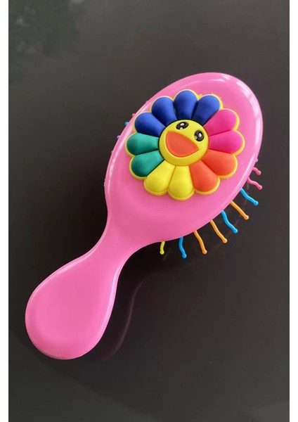 Pembe Renk Çiçek Figürlü Saç Tarama Fırçası/ Tarak fiyatları