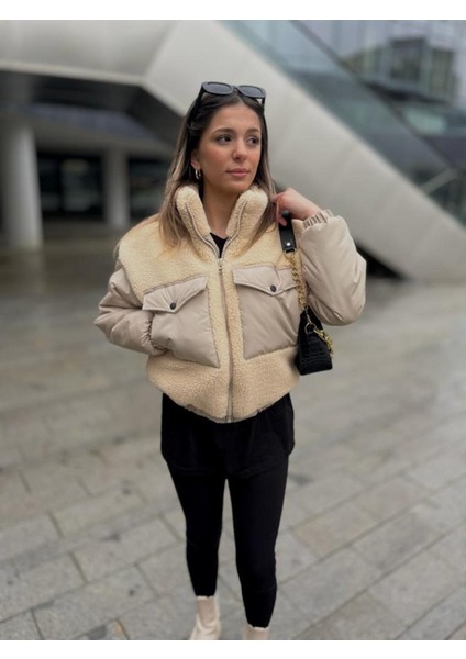Torba Cepli Kürklü Peluş Kadın Mont modelleri