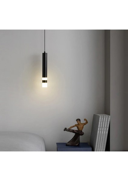 Siyah 6500K Boru Sarkıt, Yatak Başı,banyo,sarkıt,lamba,led Aydınlatma,dekoratif