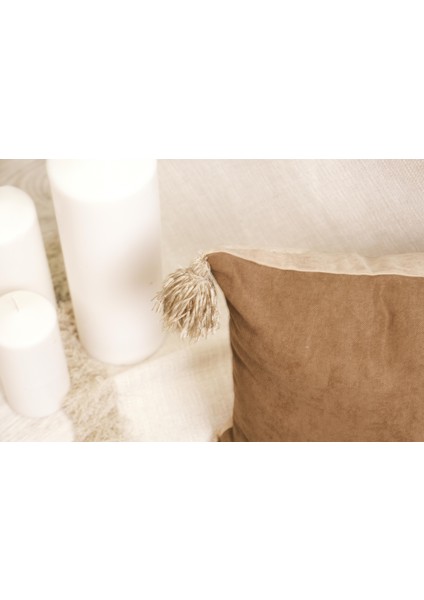 2'li Çift Taraflı Püsküllü Kırlent Kılıfı Kahve indirimleri