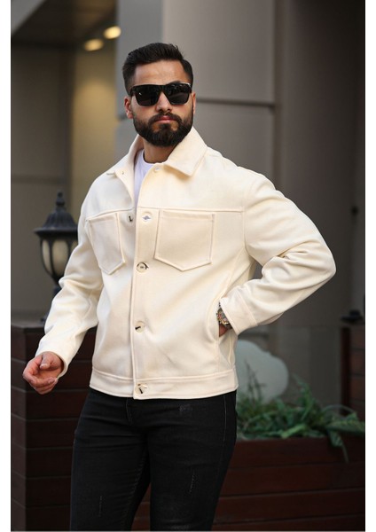 Erkek Göğüs Cepli Düğmeli Kaşe Ceket modelleri