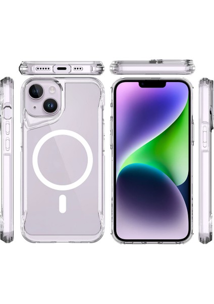 Apple iPhone15 Plus - Uyumlu Magsafe Şarj Özellikli T-Max Magsafe Kapak-Renksiz
