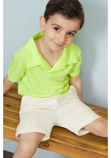 Erkek Bebek Yeşil Polo Yaka Tişörtlü Şortlu Takım 18634 modelleri