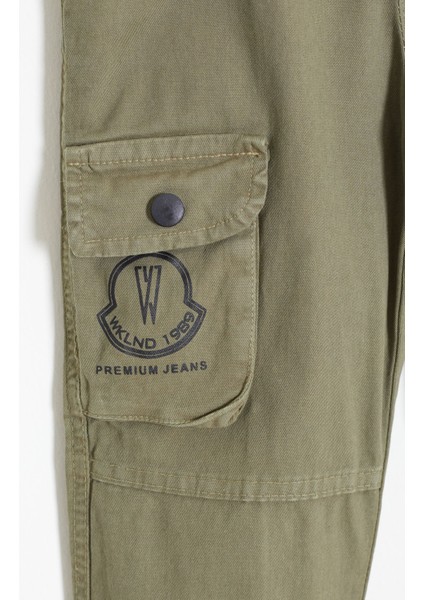 Haki Kargo Cepli Beli Lastikli Erkek Çocuk Jean Pantolon 18407 modelleri