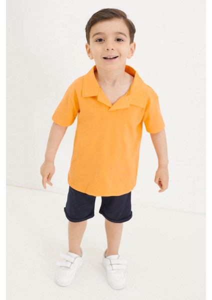 Erkek Bebek Turuncu Polo Yaka Tişörtlü Şortlu Takım 18633 fiyatları