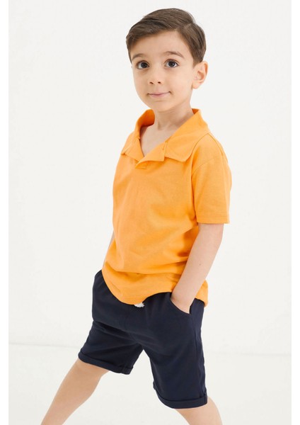 Erkek Bebek Turuncu Polo Yaka Tişörtlü Şortlu Takım 18633 fırsatları