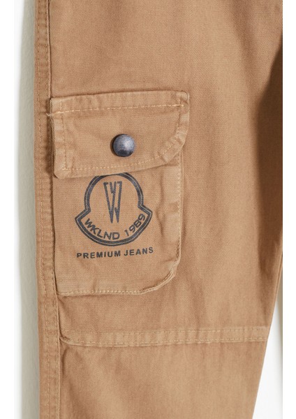 Kahverengi Kargo Cepli Beli Lastikli Erkek Çocuk Jean Pantolon 18408 modelleri